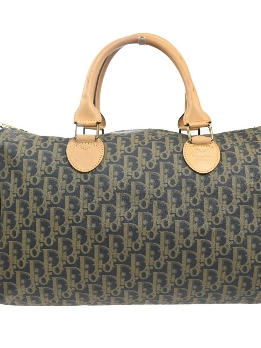 CHRISTIAN DIOR Trotter Boston Hand Bag PVC Leather Khaki BK GHW France 70MA499 - Picture 3 of 16
